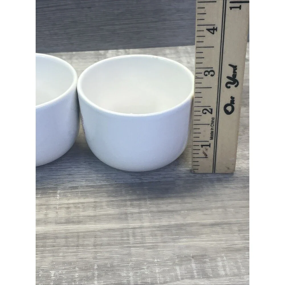 Japanese Vintage Asian Black & White Calligraphy Tea Cups Vintage set of 4